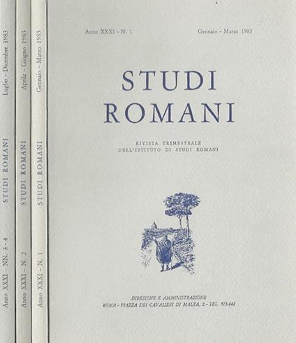 Studi romani, anno XXXI-NN. 1, 2, 3, 4. Rivista trimestrale dell'Istituto Nazionale di Studi Romani - copertina