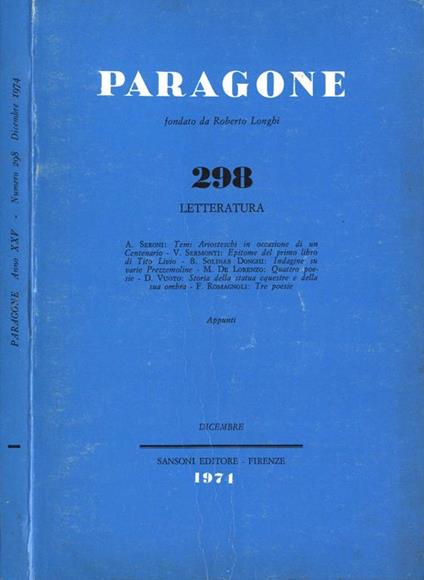 Paragone n. 298. Letteratura - copertina