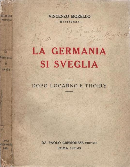La Germania si sveglia. Dopo Locarno e Thoiry - Vincenzo Morello - copertina