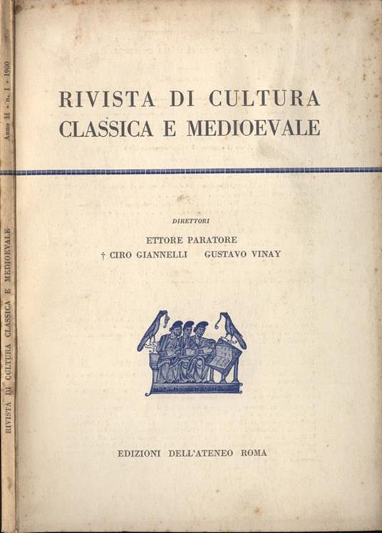 Rivista di cultura classica e medioevale-Anno II n. I - copertina