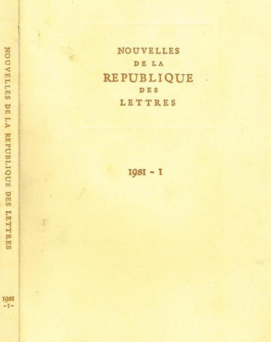 Nouvelles de la republique des lettres - copertina