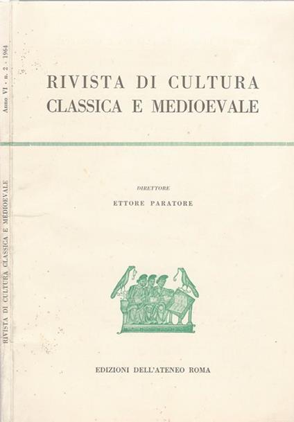 Rivista di cultura Classica e Medioevale, anno VI-N. 2 - copertina