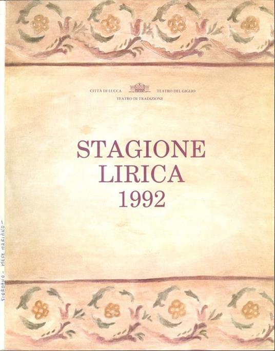 Stagione lirica 1992 - copertina