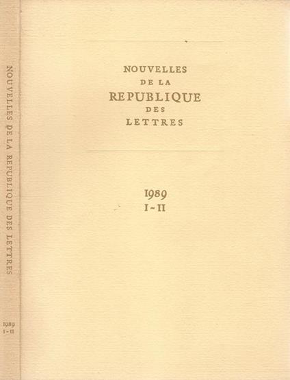 Nouvelles de la Republique des Lettres Vol. I. II - copertina