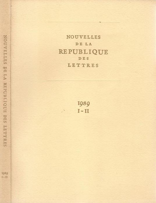 Nouvelles de la Republique des Lettres Vol. I. II - copertina
