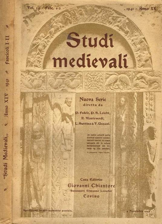 Studi Medievali Vol.14, Fasc.1-2, Anno XX - copertina