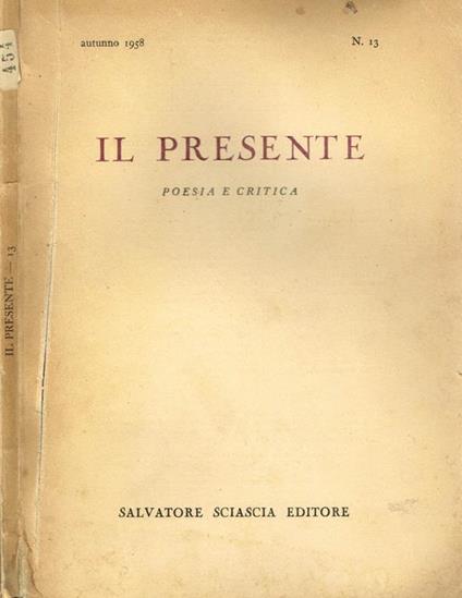 Il presente (n.13). Poesia e critica - copertina
