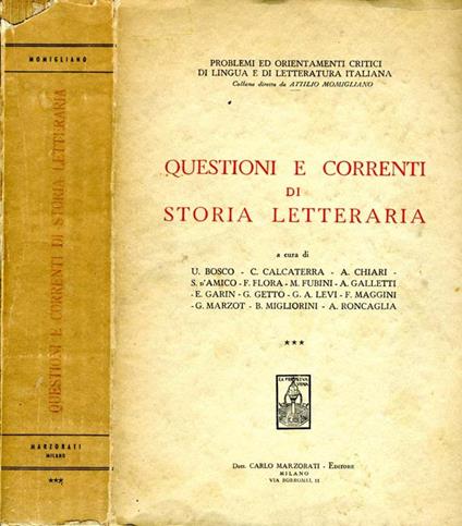 Questioni e Correnti di Storia Letteraria - copertina