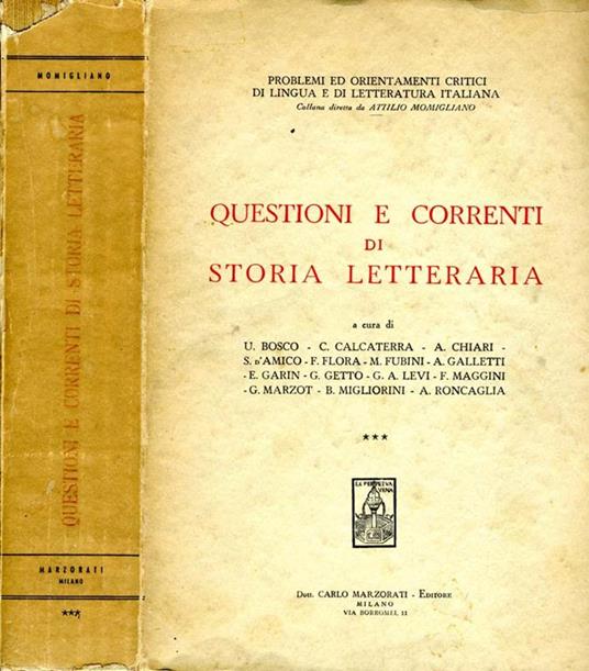 Questioni e Correnti di Storia Letteraria - copertina