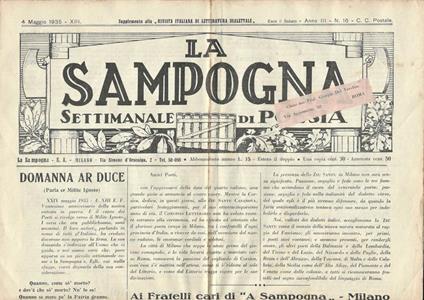 La Sampogna Anno III n. 16. Settimanale di Poesia - copertina