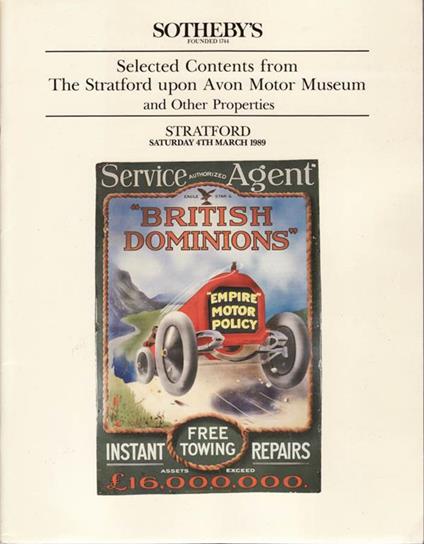 Sotheby's, selected contents from the stratford upon avon motor museum and other properties - copertina
