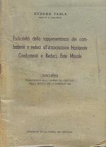 Esclusività della Rappresentanza dei Combattenti e Reduci all'Associazione Nazionale Combattenti e Reduci, Ente Morale