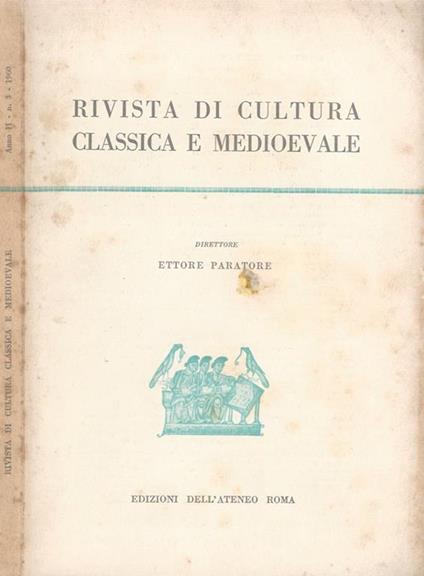 Rivista di cultura Classica e Medioevale, anno II-N. 3 - copertina