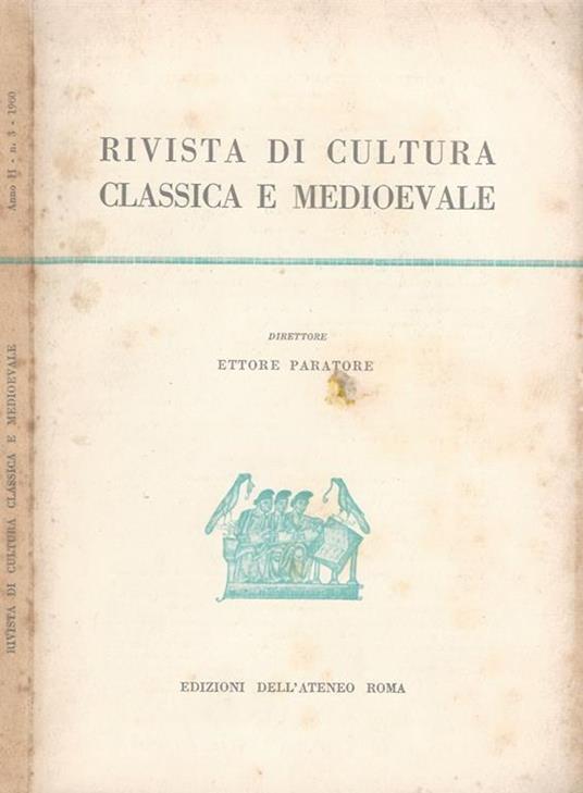 Rivista di cultura Classica e Medioevale, anno II-N. 3 - copertina