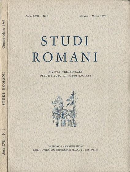 Studi Romani Anno XVII-N. 1. Rivista trimestrale dell'istituto di studi romani - copertina