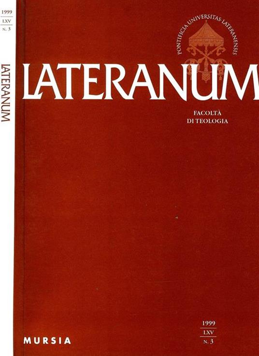 Lateranum n.III del 1999. Facoltà di teologia - copertina