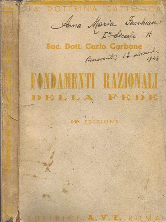 La Dottrina Cattolica. Fondamenti Razionali Della Fede - Carlo Carbone - copertina