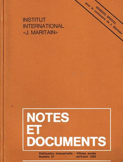 Notes Et Documents Anno VII N 26 27. Publication Trimestrielle - copertina