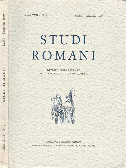 Studi Romani Anno XVII-N. 3. Rivista trimestrale dell'Istituto di Studi Romani - copertina