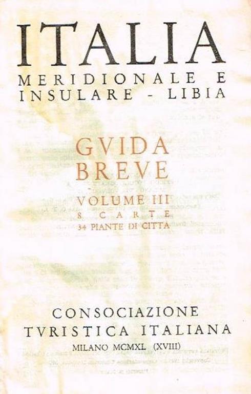 Italia meridionale e insulare-libia (vol. III) - copertina