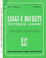 Leggi e Decreti d'Interesse Agrario Anno LII N.10. Rassegna Mensile di Legislazione Nazionale, Regionale, Comunitaria e Circolari Ministeriali