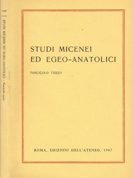 Studi micenei ed egeo-anatolici vol. XXI - copertina