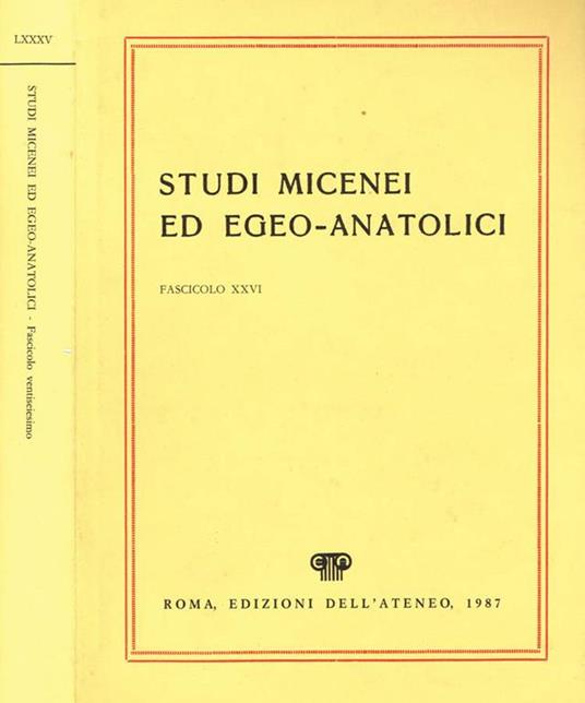 Studi micenei ed egeo-anatolici vol. LXXXV - copertina