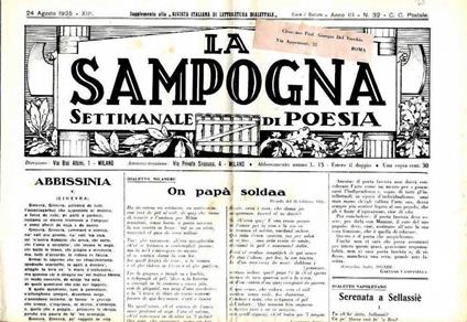 La Sampogna Anno III n. 32. Settimanale di Poesia - copertina