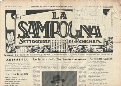 La Sampogna Anno III n. 9. Settimanale di Poesia - copertina