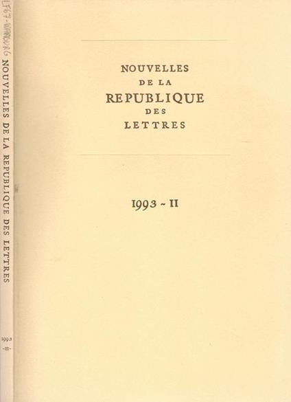 Nouvelles de la Republique des Lettres Vol. II - copertina