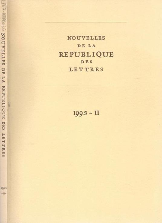 Nouvelles de la Republique des Lettres Vol. II - copertina
