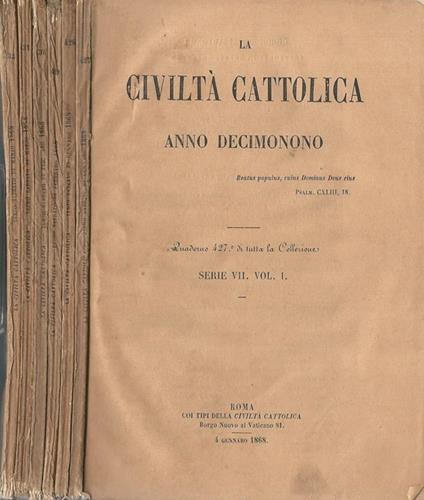 La civiltà cattolica. Anno decimonono - copertina