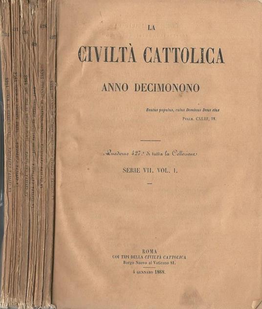 La civiltà cattolica. Anno decimonono - copertina