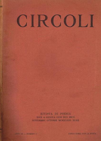 Circoli Anno Iii N.5. Rivista Di Poesia - Adriano Grande - copertina