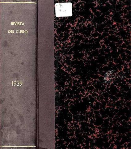 Rivista Del Clero Italiano Anno Xx 1939 - Agostino Gemelli - copertina