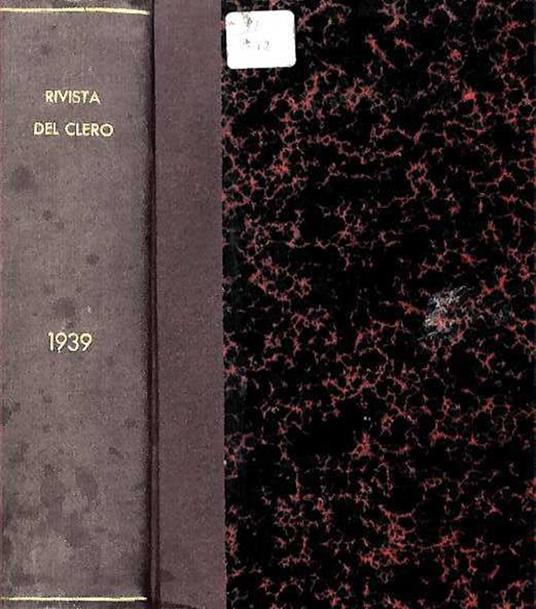 Rivista Del Clero Italiano Anno Xx 1939 - Agostino Gemelli - copertina