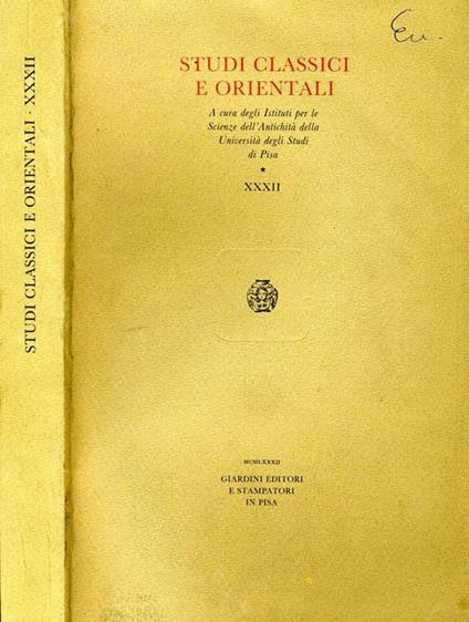 Studi Classici e Orientali - copertina
