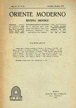 Oriente Moderno Anno Lvn. 11-12. Rivista Mensile D'Informazione E Di Sturi Per La Diffusione Della Conoscenza Dell'Oriente, Sopra Tutto Musulmano