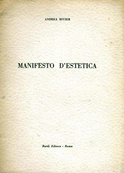 Manifesto D'Estetica - Andrea Rivier - copertina