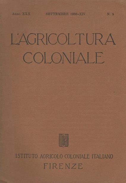 L' agricoltura coloniale n. 9 - copertina