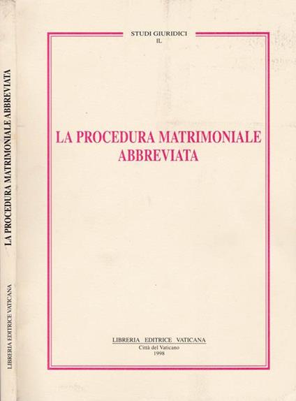 La procedura matrimoniale abbreviata - copertina