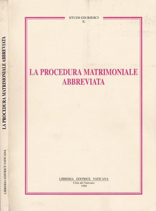 La procedura matrimoniale abbreviata - copertina