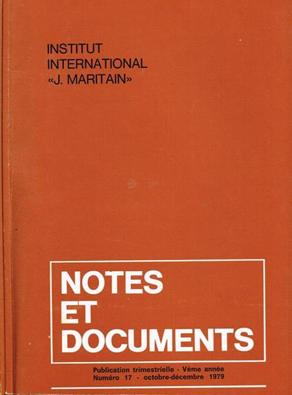 Notes Et Documents Anno V N.16 17. Publication Trimestrielle - copertina