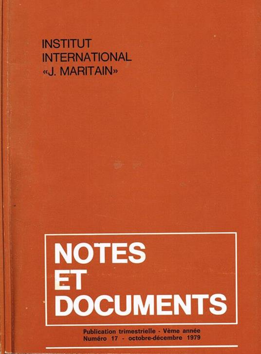 Notes Et Documents Anno V N.16 17. Publication Trimestrielle - copertina