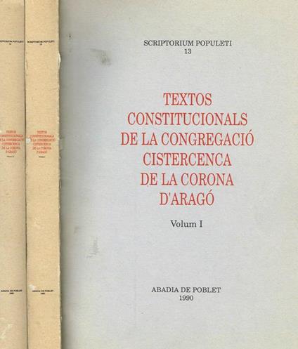 Textos constitucionals de la congregacio cistercenca de la corona d'aragò - copertina