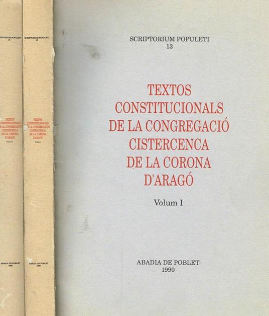 Textos constitucionals de la congregacio cistercenca de la corona d'aragò - copertina