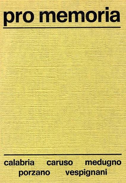 Pro Memoria - copertina