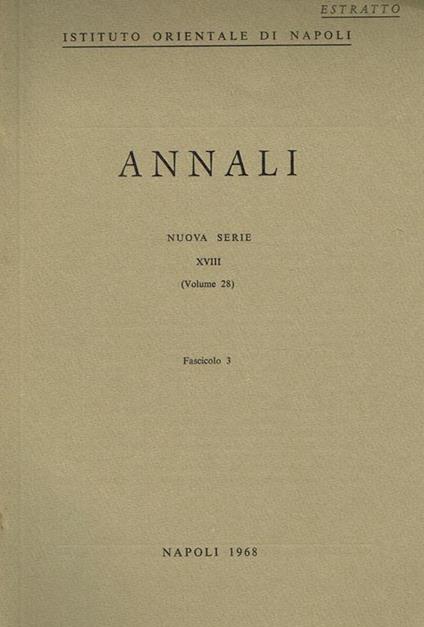 Annali nuova serie XVIII volume 28 fascicolo 3. Estratto - copertina