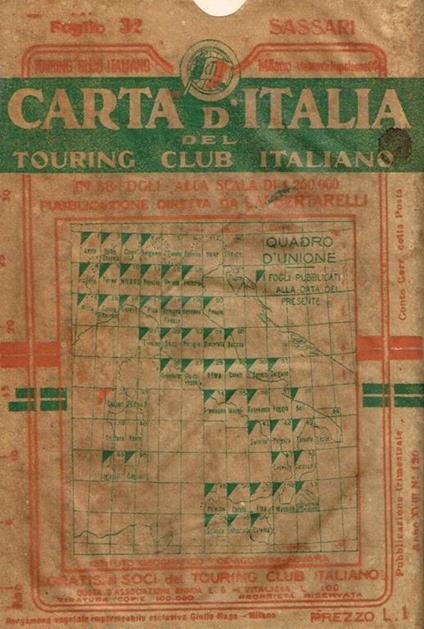 Sassari Foglio 32. Carta D'Italia Del Touring Club - Luigi V. Bertarelli - copertina