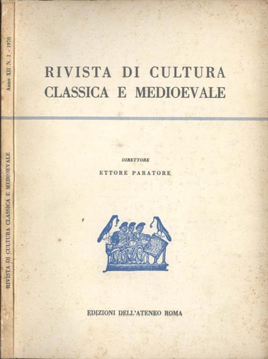 Rivista di cultura classica e medioevale-Anno XII n. I - copertina